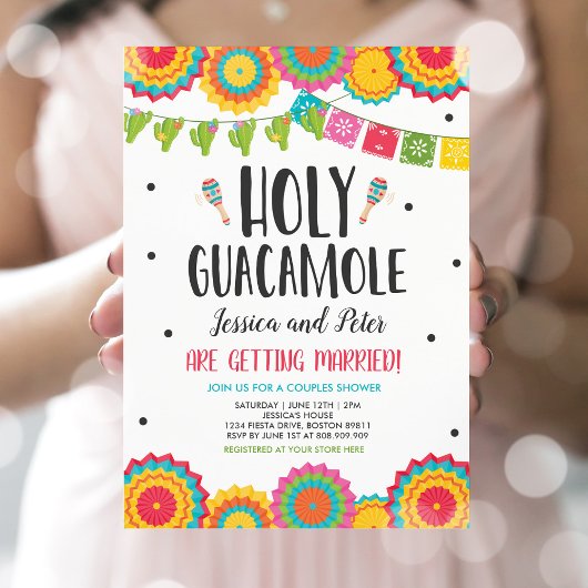 Heilige Guacamole Fiesta Cactus Couples Shower Kaart