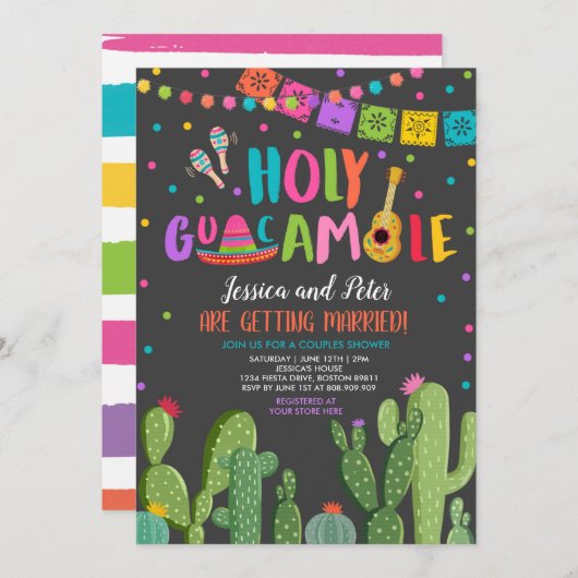 Heilige Guacamole Fiesta Cactus Couples Shower Kaart (Voorkant / Achterkant)