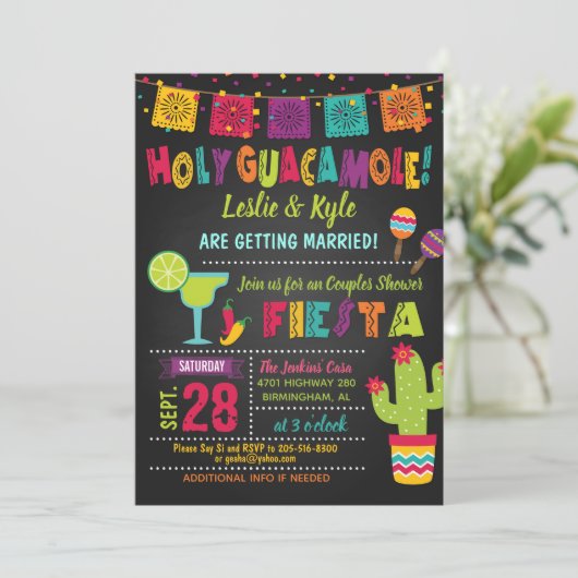 Heilige Guacamole Fiesta Couples - Uitnodiging (Staand voorkant)
