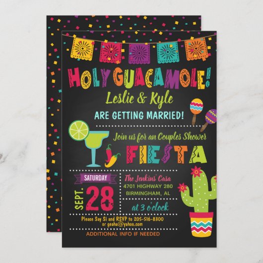 Heilige Guacamole Fiesta Couples - Uitnodiging (Voorkant / Achterkant)