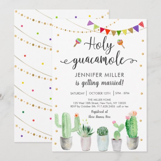 Heilige Guacamole Fiesta Couples Vrijgezellenfeest Kaart (Voorkant / Achterkant)