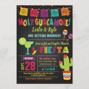 Heilige Guacamole Fiesta Koppel Bruiloft Uitnodigi Kaart