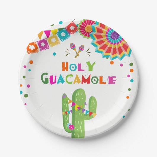Heilige Guacamole Fiesta Paper Borden Cactus Mexic Papieren Bordje (Voorkant)