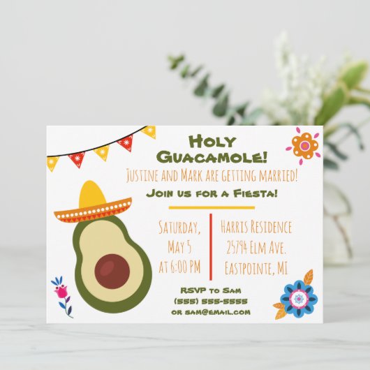 Heilige Guacamole Fiesta Uitnodiging (Staand voorkant)