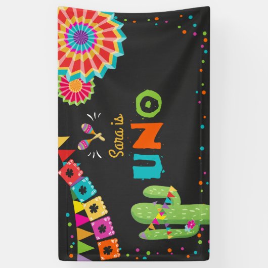 Heilige Guacamole Fiesta Verjaardag Banner Cactus (Verticaal)