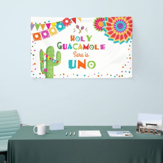 Heilige Guacamole Fiesta Verjaardag Banner Cactus  (Beurs)
