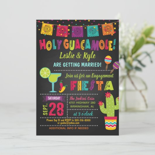 Heilige Guacamole Fiesta Verloving Shower Kaart (Staand voorkant)