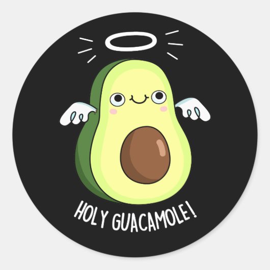Heilige Guacamole Funny Goody Avocado Pun Dark BG Ronde Sticker (Voorkant)