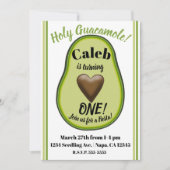 Heilige Guacamole Hart Avocado 1e Verjaardagsfeest Kaart (Voorkant)