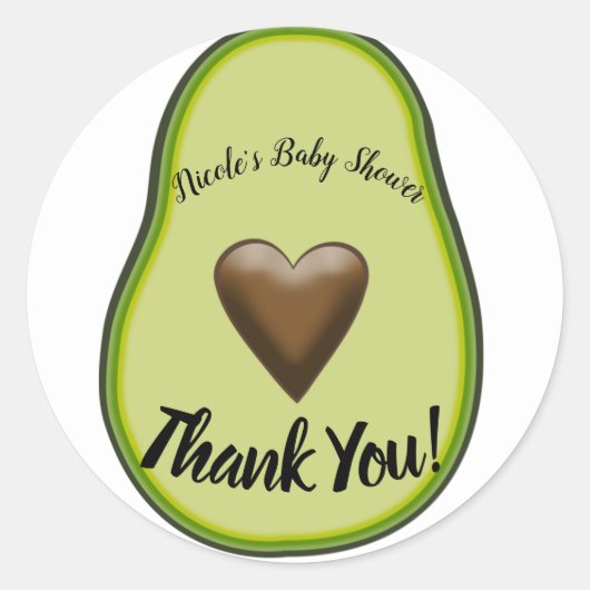 Heilige Guacamole Hart Avocado Baby Shower Bruilof Ronde Sticker (Voorkant)
