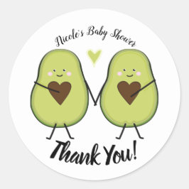 Heilige Guacamole Hart Avocado Baby Shower Tweelin Ronde Sticker