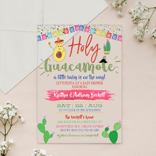 Heilige Guacamole Mexicaans Feest Baby Borrel Acryl Uitnodigingen