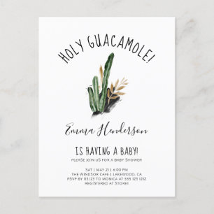 Heilige Guacamole Mexican Cactus Baby shower Uitnodiging Briefkaart