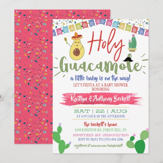 Heilige Guacamole Mexican Fiesta Baby shower Kaart (Voorkant / Achterkant)