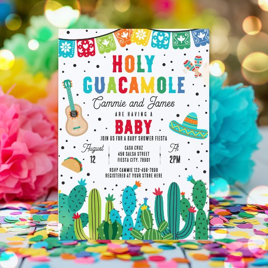 Heilige Guacamole Mexican Fiesta Baby shower Kaart