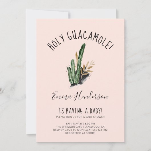 Heilige Guacamole Mexican Modern Baby shower (Voorkant)