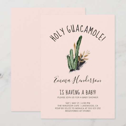 Heilige Guacamole Mexican Modern Baby shower (Voorkant / Achterkant)