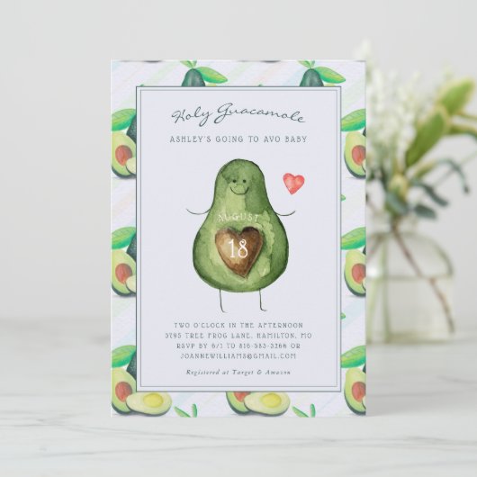Heilige Guacamole | Uitnodiging tot Baby shower va (Staand voorkant)