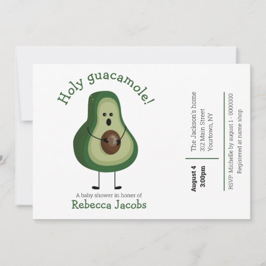 Heilige guacamole! Uitnodiging voor babyfeestje (Voorkant)