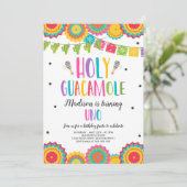 Heilige Guacamole Uno 1ste verjaardag Cactus Fiest Kaart (Staand voorkant)