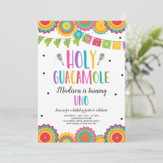 Heilige Guacamole Uno 1ste verjaardag Cactus Fiest Kaart (Staand voorkant)