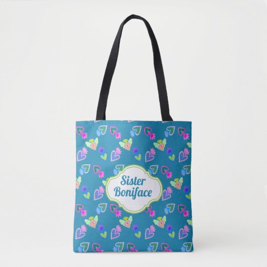 Heilige Hart Folk Art gepersonaliseerd Tote Bag (Voorkant)