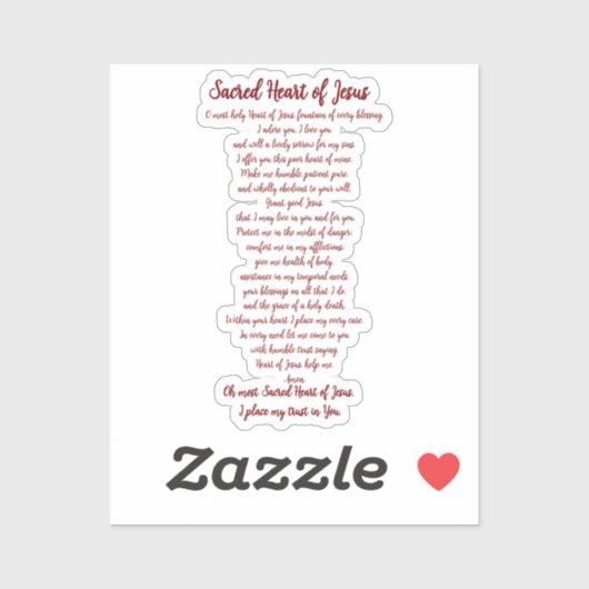 Heilige Hart Gebed Vinyl Sticker (Vel)
