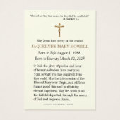 Heilige Hart-rouwherdenking Gebedskaart Visitekaartje (Achterkant)