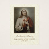 Heilige Hart-rouwherdenking Gebedskaart Visitekaartje (Voorkant)