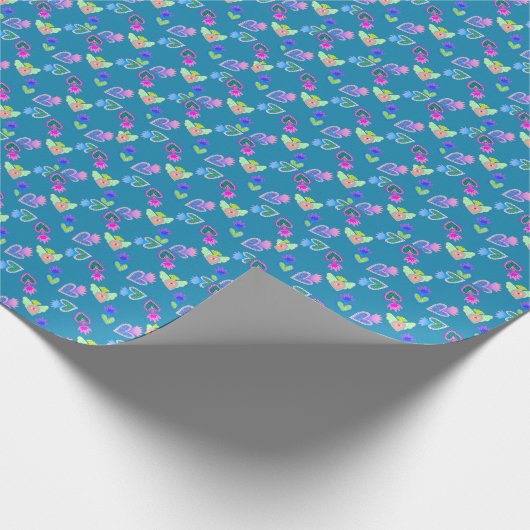 Heilige Harten Folk Art Cadeaupapier (Hoek)