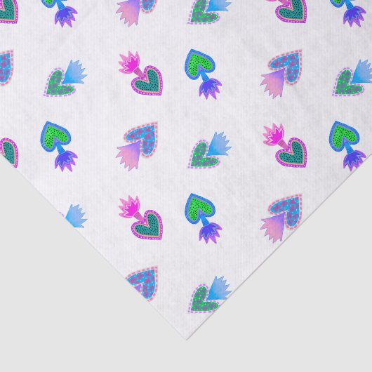 Heilige Harten Katholiek Volk Blauw Rood Tissuepapier (Detail)