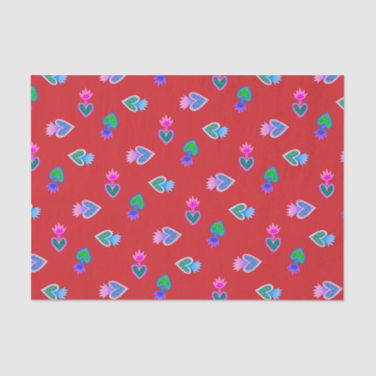 Heilige Harten Katholieke Volkskunst Rood Tissuepapier (Voorkant)