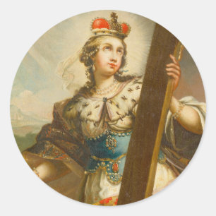 Heilige Helena met het Ware Kruis Heilige Kunst Ronde Sticker