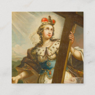 Heilige Helena met het Ware Kruis Heilige Kunst Vierkante Visitekaartje