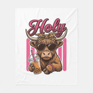Heilige Highland Koe Vintage Boba Thee Shirt Ontwe Fleece Deken