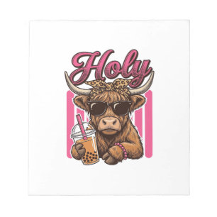 Heilige Highland Koe Vintage Boba Thee Shirt Ontwe Notitieblok