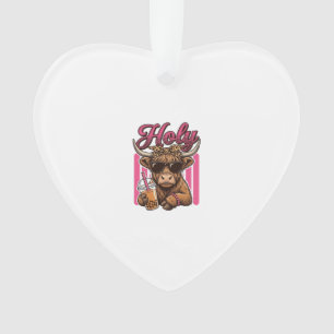 Heilige Highland Koe Vintage Boba Thee Shirt Ontwe Ornament
