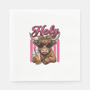 Heilige Highland Koe Vintage Boba Thee Shirt Ontwe Servet