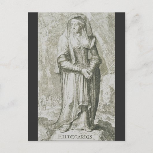 Heilige Hildegard van Bingen Middeleeuwse Mystieke Briefkaart (Voorkant)