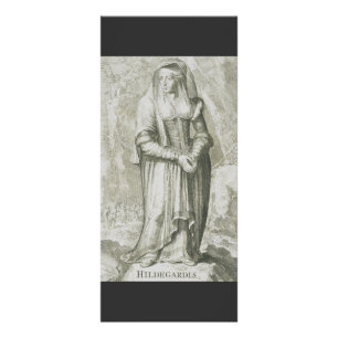 Heilige Hildegard van Bingen Middeleeuwse Mystieke Reclamekaart
