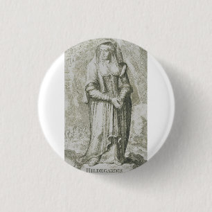 Heilige Hildegard van Bingen Middeleeuwse Mystieke Ronde Button 3,2 Cm
