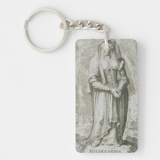 Heilige Hildegard van Bingen Middeleeuwse Mystieke Sleutelhanger (Voorkant)