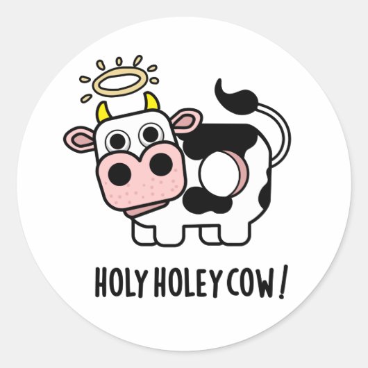 Heilige Holey Koe Funny Animal Pun Ronde Sticker (Voorkant)