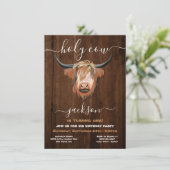 Heilige Hoogland Koe Rustic Birthday Party Kaart (Staand voorkant)