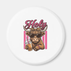 Heilige Hooglandkoe Vintage Boba Thee Shirt Ontwer Magneet