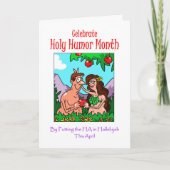 Heilige Humor maand april Adam en Eva in tuin Feestdagen Kaart (Voorkant)