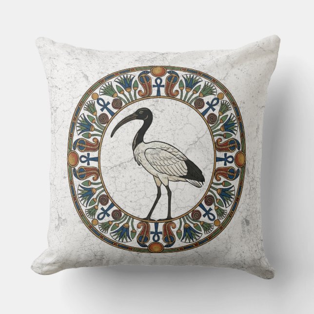 Heilige Ibis van Thoth: God van Wijsheid Oude Egyp Kussen (Voorkant)