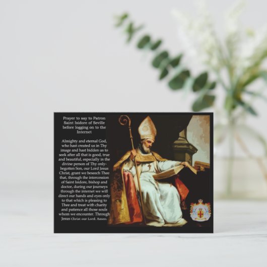 Heilige Isidorus van Sevilla Briefkaart (Staand voorkant)