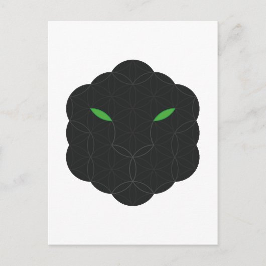 Heilige Jaguar - Gezicht van het leven, zwart. Briefkaart (Voorkant)