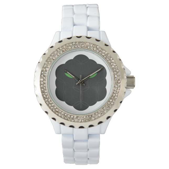 Heilige Jaguar - Gezicht van het leven, zwart. Horloge (Voorkant)